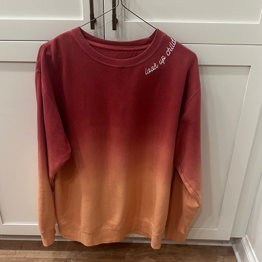 Ombre Crewneck Sweatshirt - Red to Peach